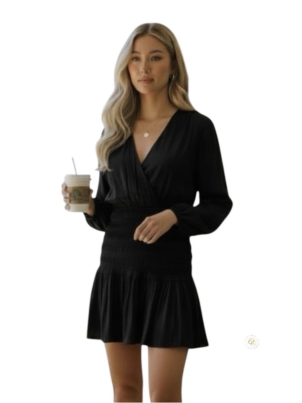 Maje Black Satin Mini Dress | NWT | V-Neck |Long Sleeve | Size 36